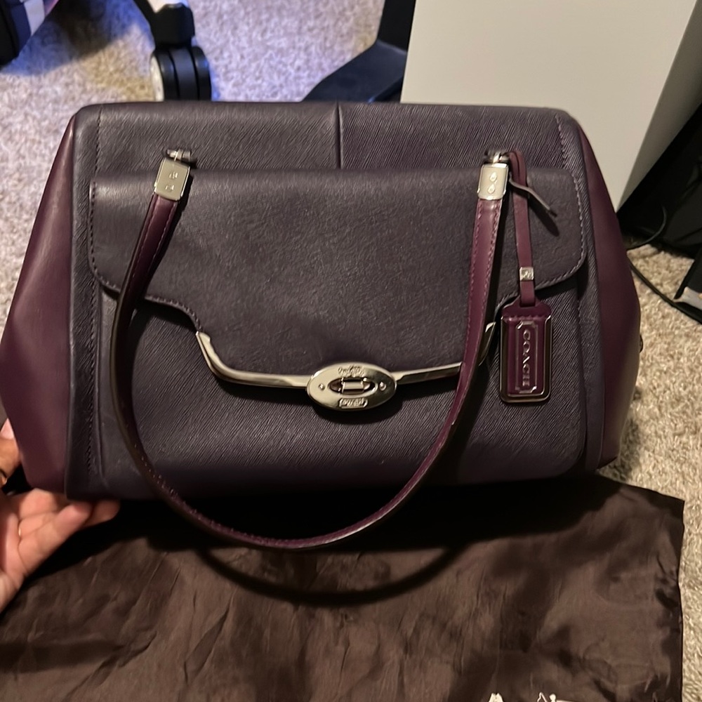 Coach 25162 Madison Spectator Saffiano Madeline Satchel Bag | Violet